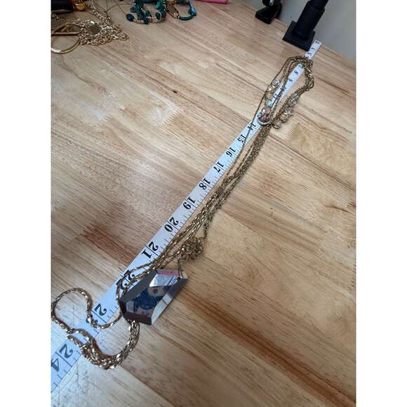 Loft Gold-Tone Three Necklace Set With Faceted Crystal & Bead Accents 24" - Picture 5 of 11